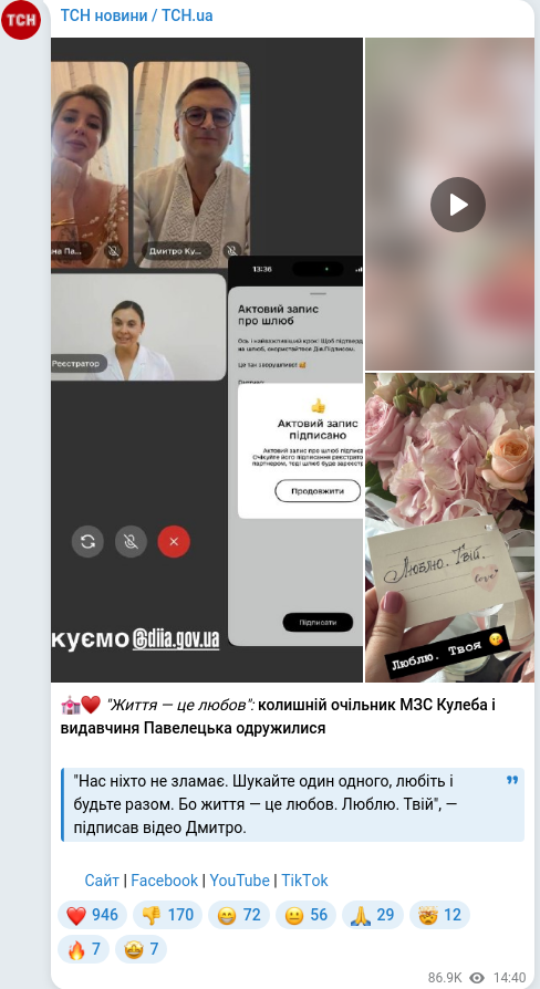 Telegram publication screenshot