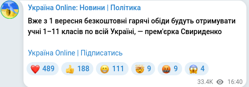 Telegram publication screenshot