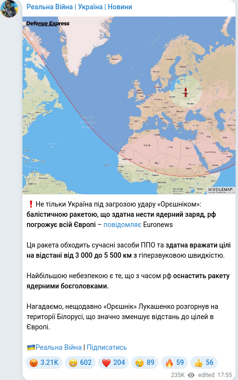 Telegram publication screenshot