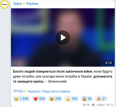 Telegram publication screenshot