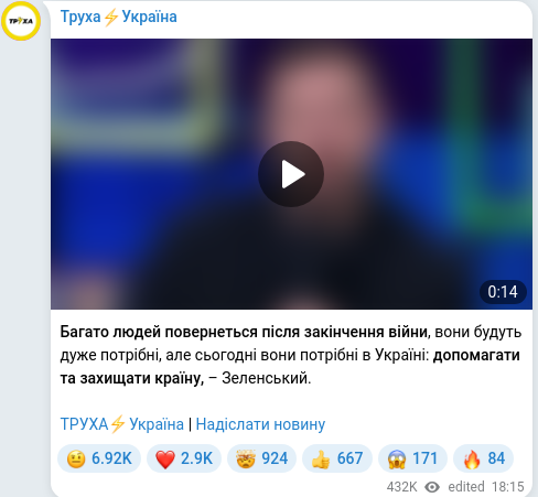 Telegram publication screenshot