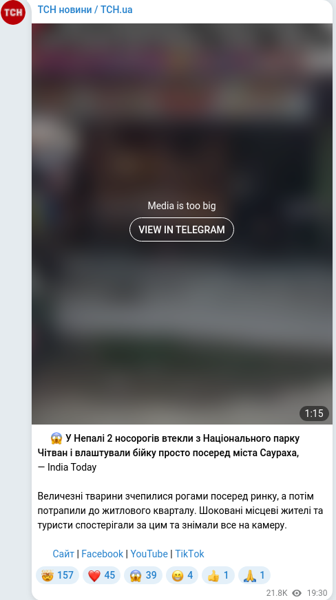 Telegram publication screenshot