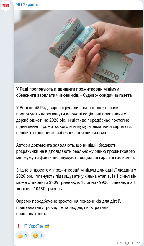 Telegram publication screenshot