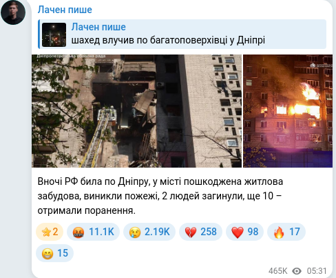 Telegram publication screenshot