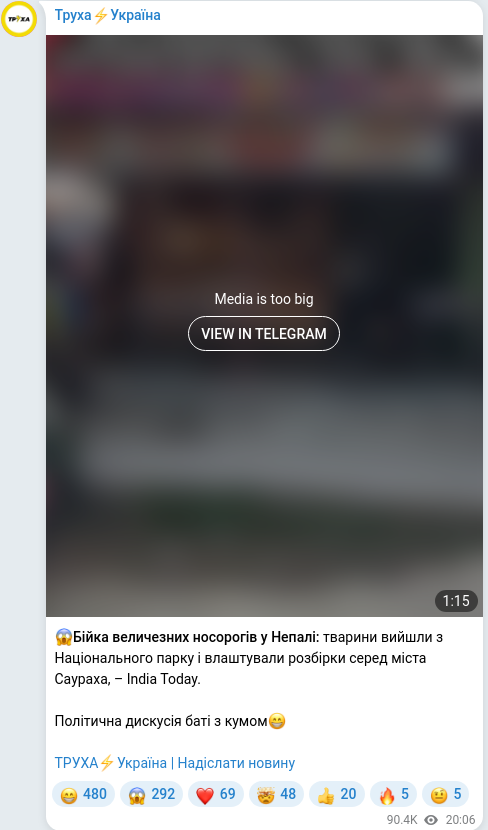 Telegram publication screenshot