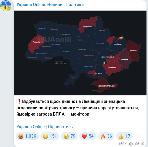 Telegram publication screenshot