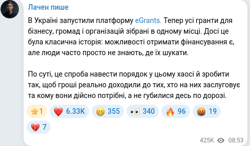 Telegram publication screenshot