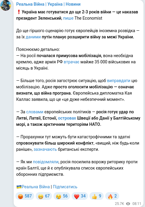 Telegram publication screenshot