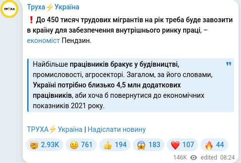 Telegram publication screenshot