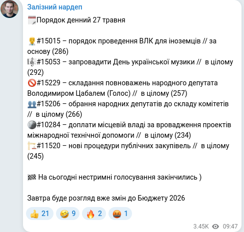 Telegram publication screenshot