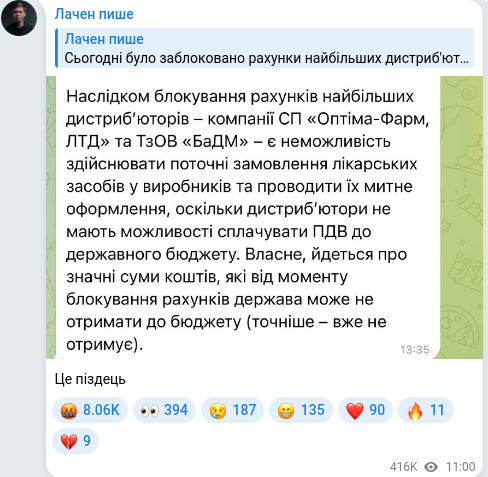 Telegram publication screenshot