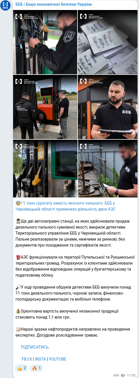 Telegram publication screenshot