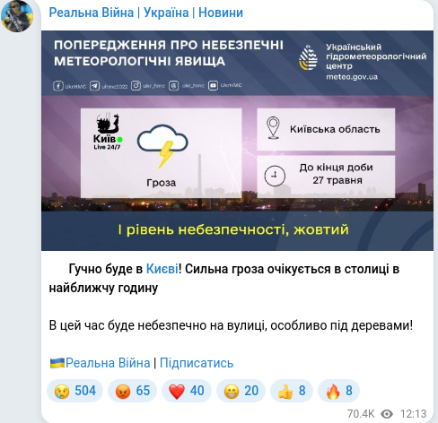 Telegram publication screenshot
