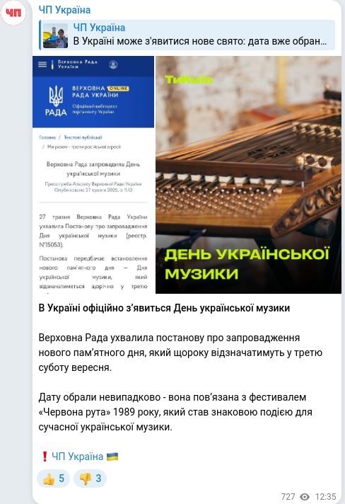 Telegram publication screenshot