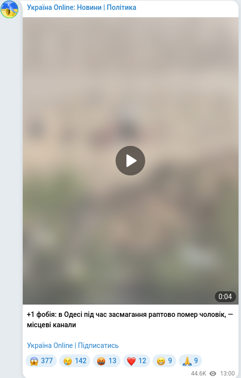 Telegram publication screenshot