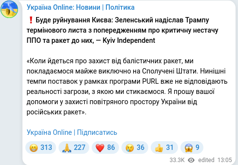 Telegram publication screenshot