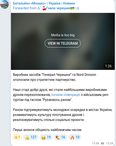 Telegram publication screenshot