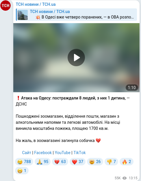 Telegram publication screenshot