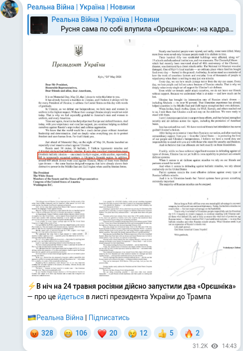 Telegram publication screenshot