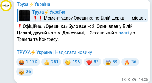 Telegram publication screenshot