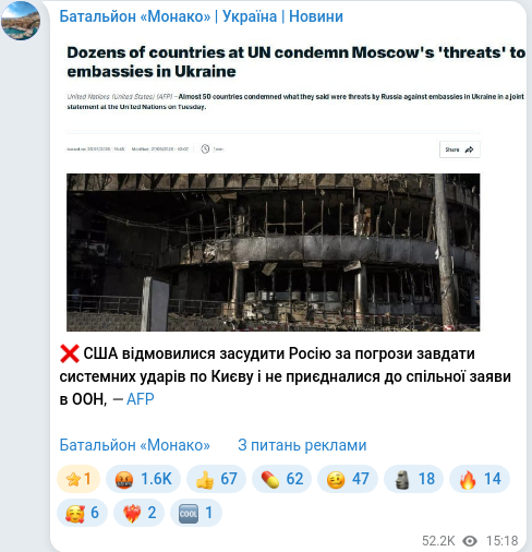 Telegram publication screenshot