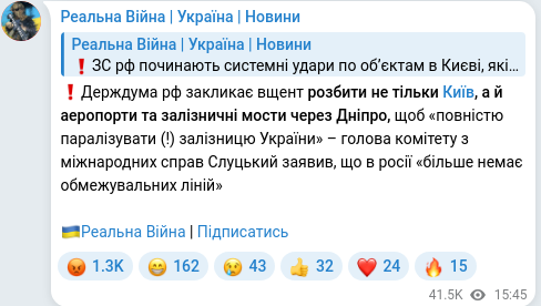 Telegram publication screenshot