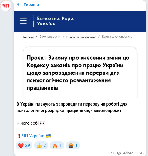 Telegram publication screenshot