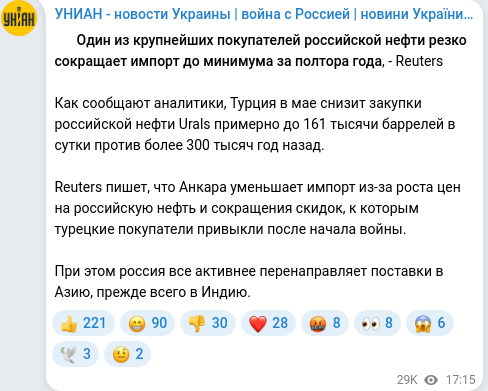 Telegram publication screenshot