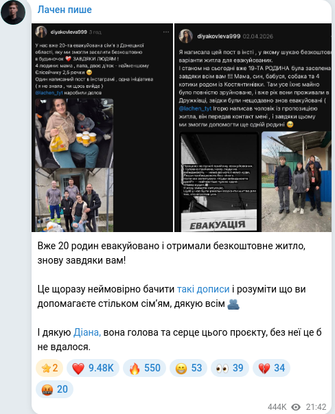 Telegram publication screenshot