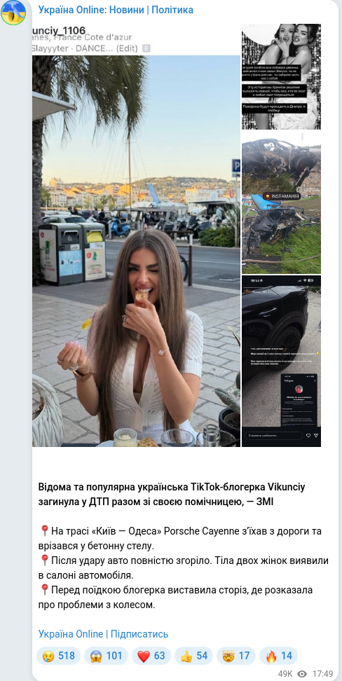 Telegram publication screenshot