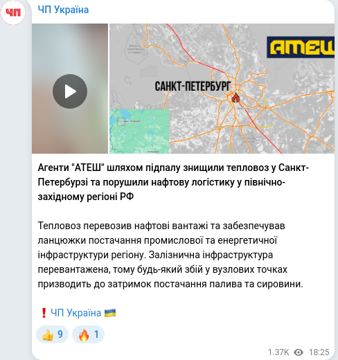 Скріншот Telegram-публікації