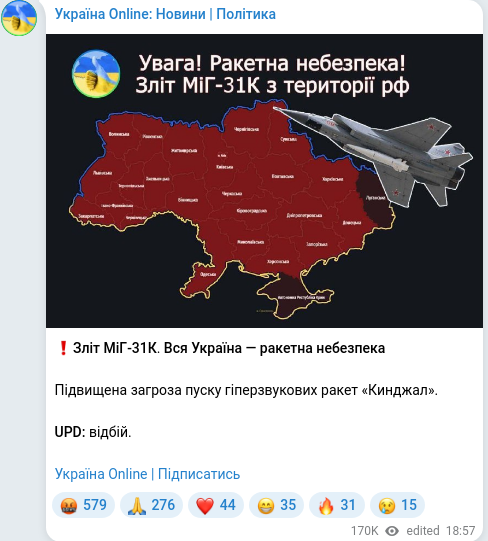 Telegram publication screenshot