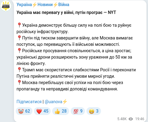Telegram publication screenshot