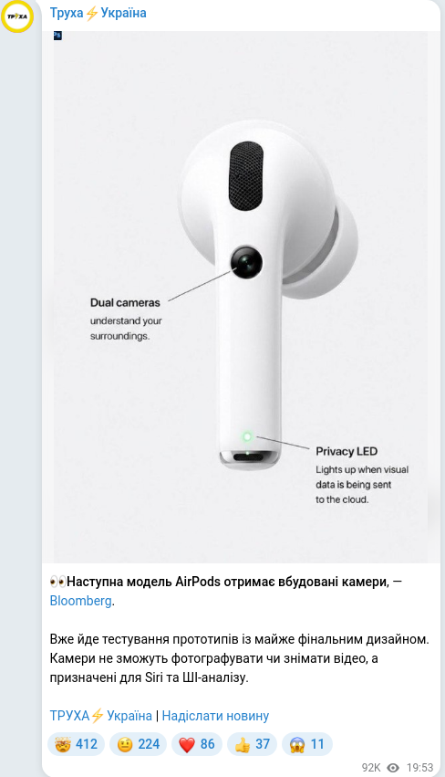 Telegram publication screenshot