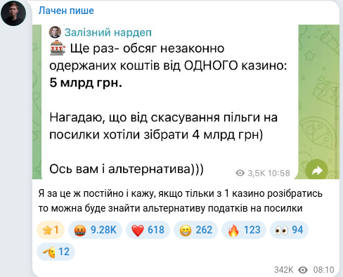 Telegram publication screenshot