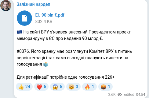 Telegram publication screenshot