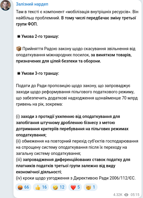 Telegram publication screenshot
