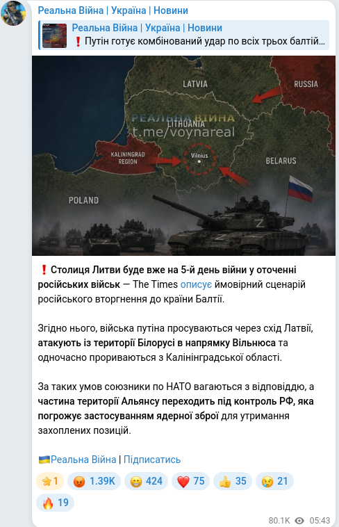 Telegram publication screenshot