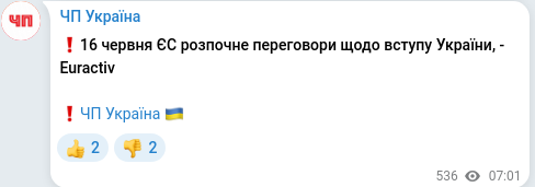 Telegram publication screenshot