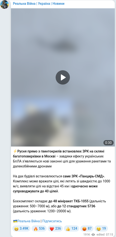 Telegram publication screenshot