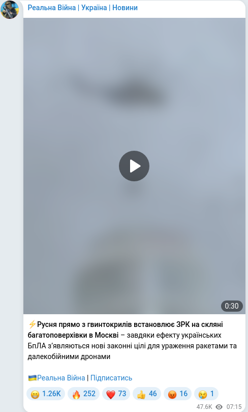Telegram publication screenshot