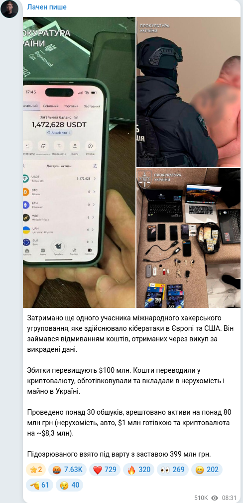 Telegram publication screenshot