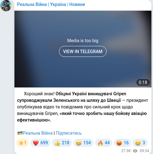 Telegram publication screenshot