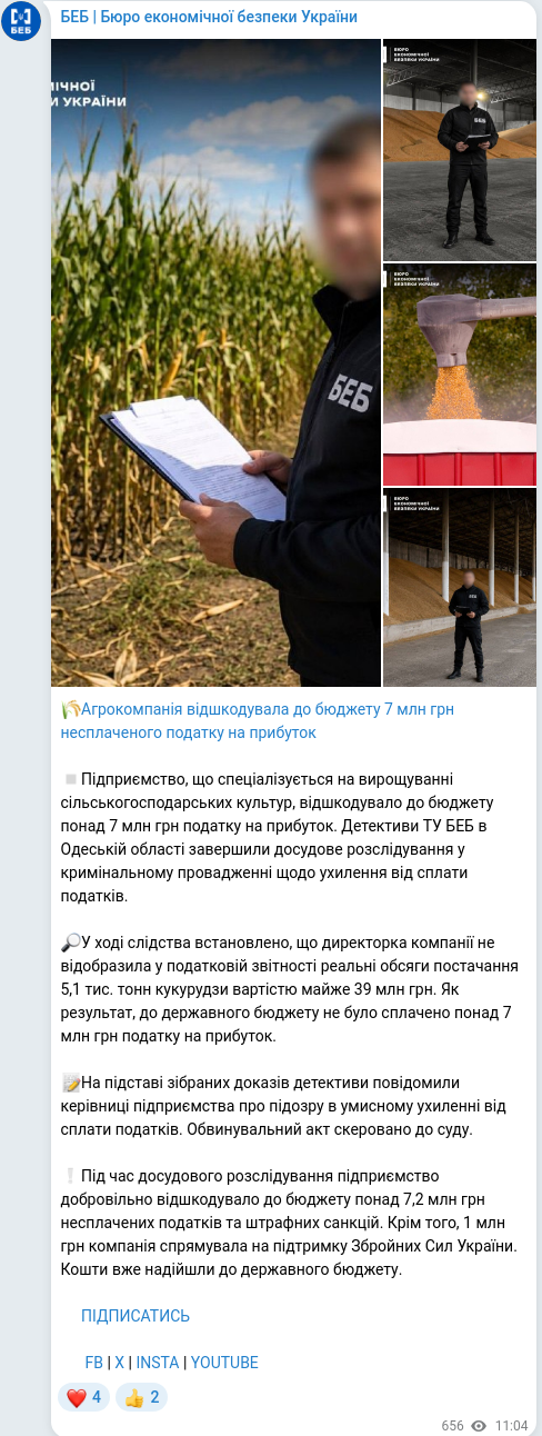Telegram publication screenshot