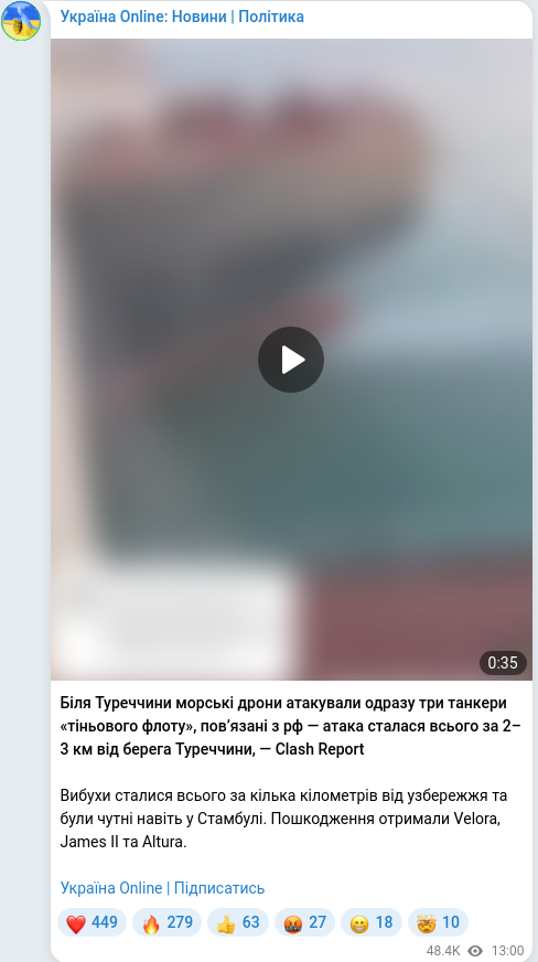 Telegram publication screenshot