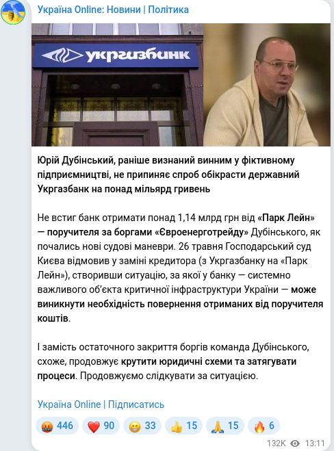Telegram publication screenshot