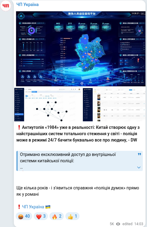 Telegram publication screenshot