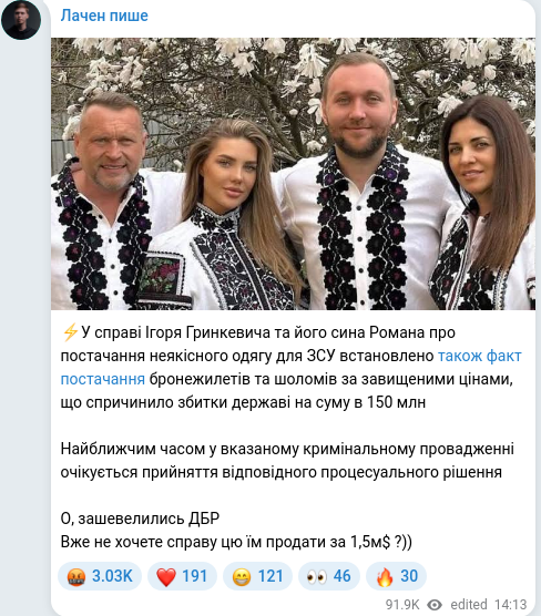 Telegram publication screenshot