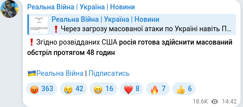 Telegram publication screenshot