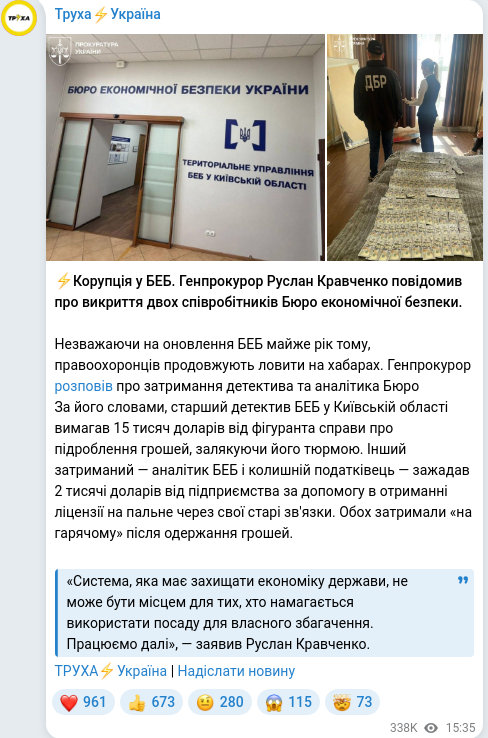 Telegram publication screenshot